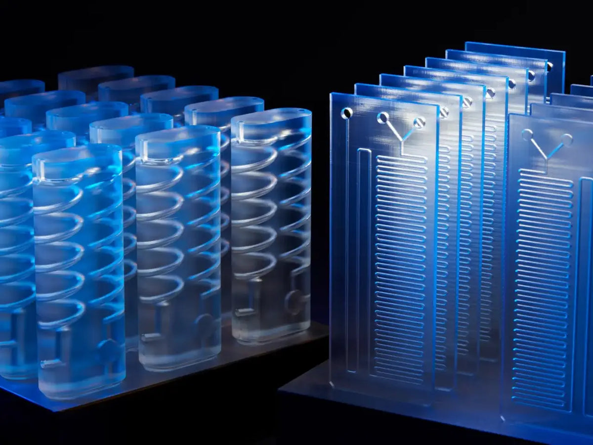 Parts showcasing internal features and fluidic devices